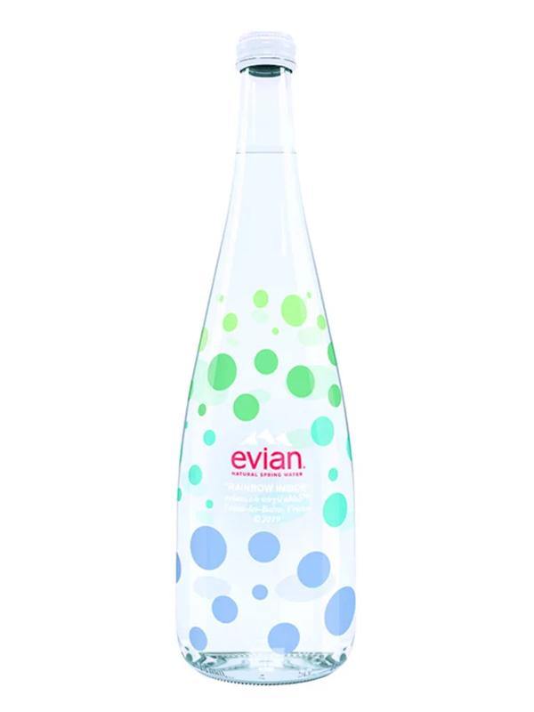 🔥Evian x Virgil Abloh RAINBOW INSIDE Water Glass Bottle *LIMITED  EDITION* 🔥